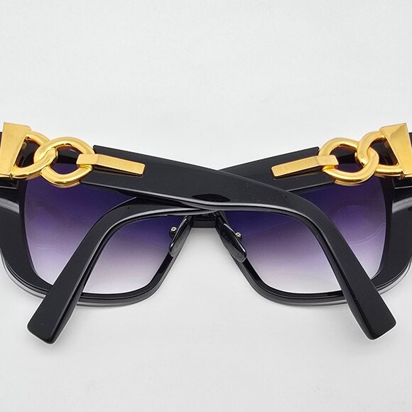 Balmain Armour BPS-106A-150 Black Gold Frame Grey Lens Cat Eye Shield Sunglasses - Picture 10 of 15